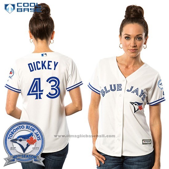 Maglia Baseball Donna Toronto Blue Jays R A Dickey 43 Bianco Cool Base